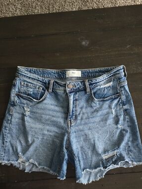 BKE Light Blue Distressed Boyfriend Denim Shorts